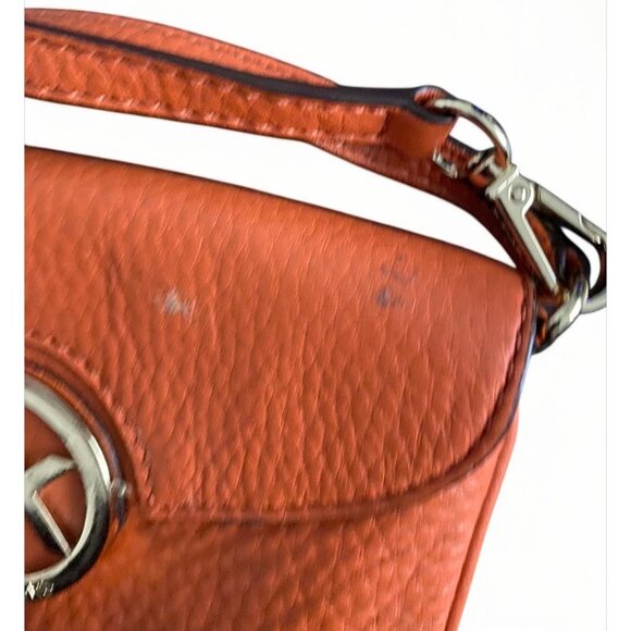 MICHAEL KORS SOFT PEBBLED GENUINE LEATHER MK LOGO WRISTLET in Tangerine - Picture 4 of 5